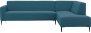 Goossens Bank Key West blauw, stof, 3-zits, modern design met ligelement rechts