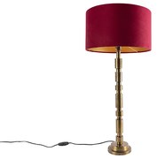 Art Deco tafellamp brons 35 cm velours kap rood - Torre Art Deco E27 cilinder / rond Binnenverlichting Lamp