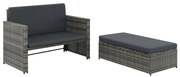 vidaXL 2-delige Loungeset met kussens poly rattan grijs