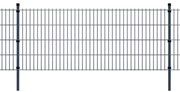 vidaXL Dubbelstaafmatten en palen 2008x1030 mm 2 m grijs