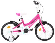 vidaXL Kinderfiets 16 inch zwart en roze