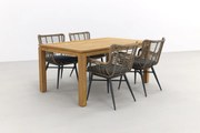 Jasmine Naturel/Rome 4-persoons dining tuinset 170x100 cm. - Brown teak