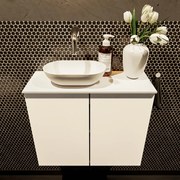 Mondiaz Fowy toiletmeubel 60cm talc met witte waskom links zonder kraangat