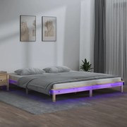 vidaXL Bedframe LED massief hout 140x190 cm