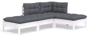 vidaXL 4-delige Loungeset met kussens massief grenenhout