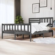 vidaXL Bedframe massief hout grijs 160x200 cm