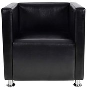 vidaXL Fauteuil kubus kunstleer zwart