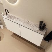 Mondiaz Ture DLux toiletmeubel 120cm talc met wastafel glace links met kraangat