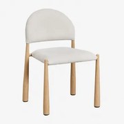 Nagore Gestoffeerde Eetkamerstoel Stof Chenille Beige – Crème - Sklum