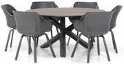 Tuinset Ronde Tuintafel 6 personen 150 cm Kunststof Grijs Hartman Sophie