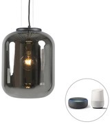 Smart hanglamp zwart met smoke glas incl. WiFi A60 - Bliss Retro, Modern E27 rond Binnenverlichting Lamp