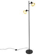 Moderne vloerlamp zwart met goud 2-lichts - Magno Modern E14 Binnenverlichting Lamp