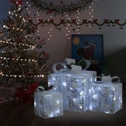 vidaXL Kerstdecoratie geschenkdozen 3 st binnen/buiten zilverkleurig