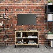 vidaXL Tv-meubel met metalen poten 69,5x30x50 cm wit sonoma eikenkleur