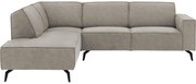 Goossens Hoekbank Hercules grijs, microvezel, 2,5-zits, modern design met ligelement links