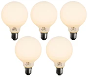 Set van 5 E27 dimbare LED lamp opaal G95 5W 450 lm 2200K
