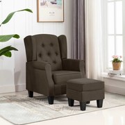 vidaXL Fauteuil met voetenbankje stof bruin