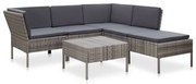 vidaXL 6-delige Loungeset met kussens poly rattan grijs