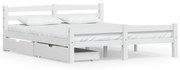 vidaXL Bedframe met 2 lades massief grenenhout wit 160x200 cm