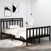 vidaXL Bedframe massief hout zwart 135x190 cm 4FT6 Double