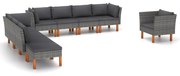 vidaXL 9-delige Loungeset poly rattan en eucalyptushout grijs