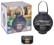 ProGarden Lantaarn met kaars solar LED rattan zwart