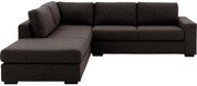 Goossens Hoekbank Lucca Met Ligelement donkerbruin, stof, 2,5-zits, stijlvol landelijk met ligelement links
