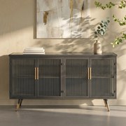 Kare Design Gomera Dressoir Zwart Met Ribbelglas - 120x35x75cm.