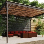 vidaXL 12-delige Loungeset met kussens poly rattan bruin