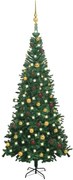 vidaXL Kunstkerstboom met LED's en kerstballen L 240 cm groen