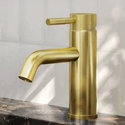 Saniclear Plus Curved wastafelkraan geborsteld messing - mat goud
