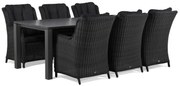 Tuinset 6 personen 220 cm Wicker Zwart Garden Collections Buckingham/Munster
