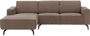 Goossens Hoekbank Hercules bruin, microvezel, 2-zits, modern design met chaise longue links