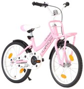 vidaXL Kinderfiets met voordrager 18 inch roze en zwart