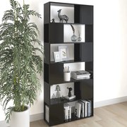 vidaXL Boekenkast/kamerscherm 80x24x186 cm spaanplaat hoogglans zwart