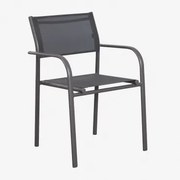 Stapelbare Tuinstoel Met Aluminium Armleuningen Olenia Grijs – Grafiet - Sklum