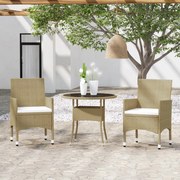 vidaXL 3-delige Tuinset poly rattan beige