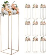 VEVOR Bruidsbloemenstandaard 280x280x800mm, 10 stuks. Bloemenkrukjes, bloemenstandaards met metalen plank, rechthoekige plantenkrukjes voor bruiloften, feesten, verjaardagen, tafeldecoratie, roségoud