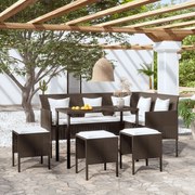 vidaXL 5-delige Loungeset met kussens L-vormig poly rattan bruin