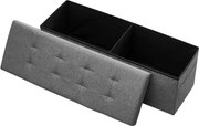 VEVOR opvouwbare poef met opbergruimte (rechthoekig), voetenbank met zijvakken, opvouwbare, gevoerde kruk, belastbaar tot 299,37 kg, 11 x 38 x 38 cm, voor woonkamer, slaapkamer, hal, grijs
