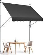 VEVOR Klemzonnescherm 250 x 120 cm, Balkonzonnescherm met handslinger, Zonnescherm, Terrasoverkapping, In hoogte verstelbaar van 218 tot 309 cm, Zonnescherm voor terras/balkon/tuin, Zwart