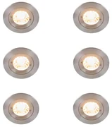 Buitenlamp Set van 6 Moderne inbouwspot staal rond IP44 - Xena GU10 IP44 Buitenverlichting Lamp
