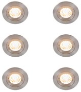 Set van 6 Moderne inbouwspot staal rond IP44 - Xena