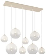 Art Deco hanglamp beige met wit glas 8-lichts - Sandra