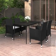 vidaXL 5-delige Tuinset met kussens poly rattan en glas