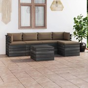 vidaXL 6-delige Loungeset met kussens pallet massief grenenhout