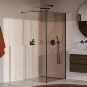 Brauer Oblivion inloopdouche bronsglas 90cm met 30cm zijwand gunmetal geborsteld PVD
