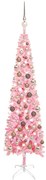 vidaXL Kerstboom met LED's en kerstballen smal 120 cm roze