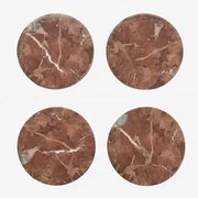 Pack Van 4 Ronde Onderzetters Ø10 Cm In Valtris Marmer Rood Marmer Chigan - Sklum
