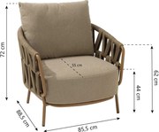 4 Seasons Outdoor Seasons Biarritz Living Chair Amber With Cushions Rope Taupe